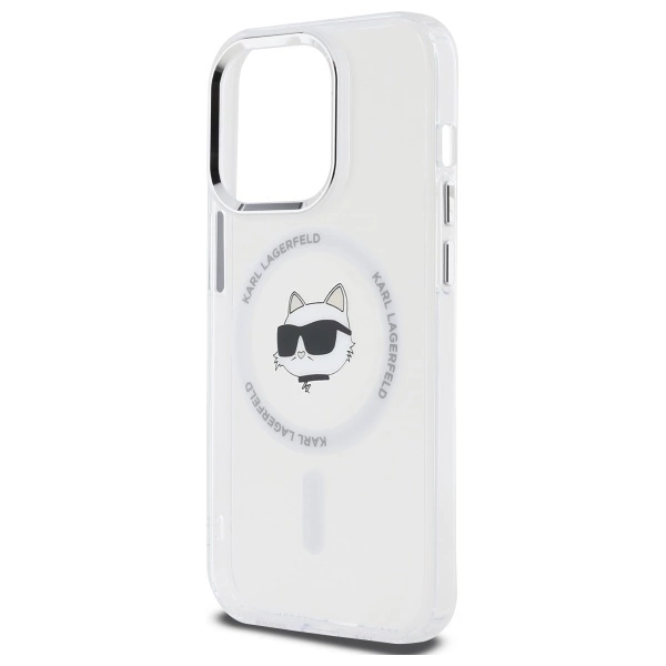 Etui Karl Lagerfeld IML Metal Choupette Head MagSafe na iPhone 14 Pro - białe