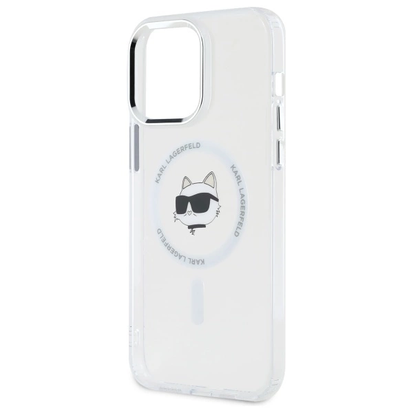 Etui Karl Lagerfeld IML Metal Choupette Head MagSafe na iPhone 14 Pro Max - białe