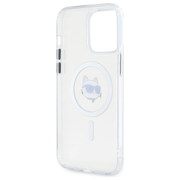 Etui Karl Lagerfeld IML Metal Choupette Head MagSafe na iPhone 14 Pro Max - białe