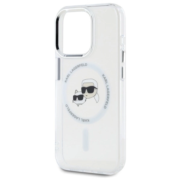 Etui Karl Lagerfeld IML Metal Karl&Choupette Head MagSafe na iPhone 15 Pro - białe