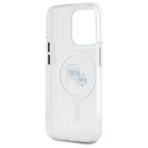 Etui Karl Lagerfeld IML Metal Karl&Choupette Head MagSafe na iPhone 15 Pro - białe