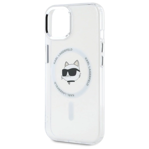 Etui Karl Lagerfeld IML Metal Choupette Head MagSafe na iPhone 15 Plus - białe