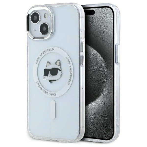 Etui Karl Lagerfeld IML Metal Choupette Head MagSafe na iPhone 15 - białe