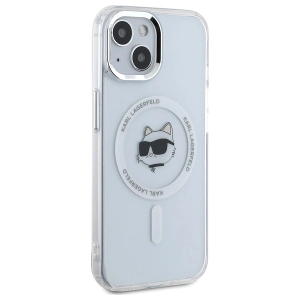Etui Karl Lagerfeld IML Metal Choupette Head MagSafe na iPhone 15 - białe