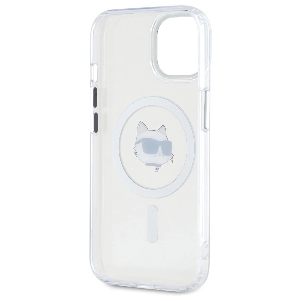 Etui Karl Lagerfeld IML Metal Choupette Head MagSafe na iPhone 15 - białe