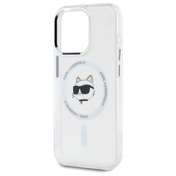 Etui Karl Lagerfeld IML Metal Choupette Head MagSafe na iPhone 15 Pro Max - białe
