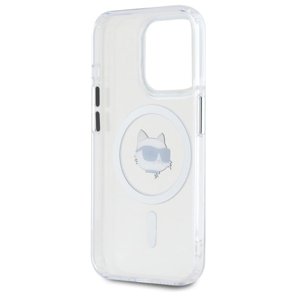 Etui Karl Lagerfeld IML Metal Choupette Head MagSafe na iPhone 15 Pro Max - białe