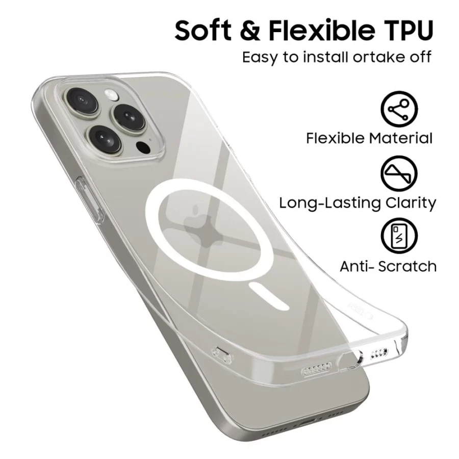 Etui Tech-Protect FlexAir MagSafe na iPhone 15 Pro - przezroczyste