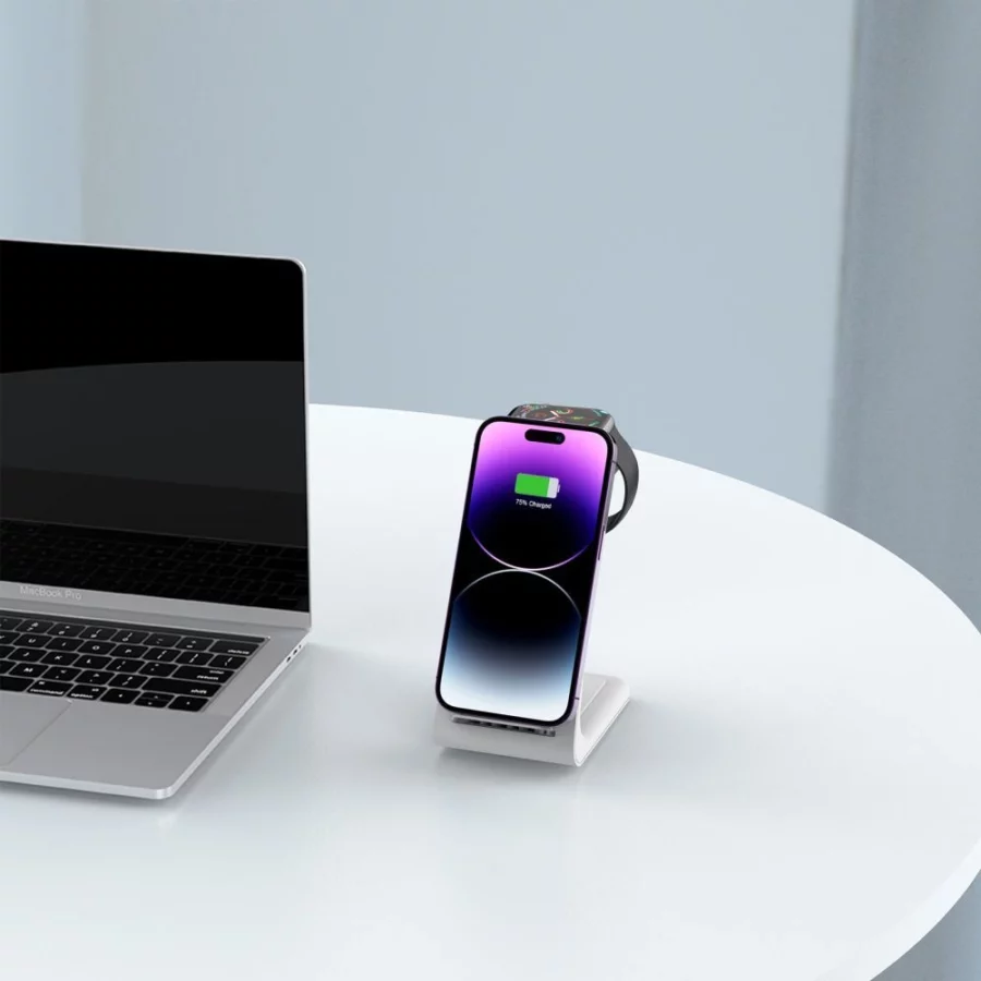 Stacja ładująca Tech-Protect QI15W-A36 3w1 dla Apple - biała