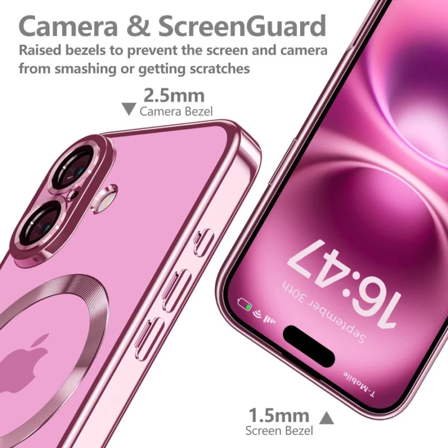 Etui Tech-Protect MagFlex MagSafena iPhone 16 - przezroczyste / różowe