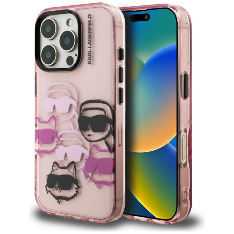 Etui Karl Lagerfeld IML Multi K&C Head   Pattern do iPhone 16 Pro różowy