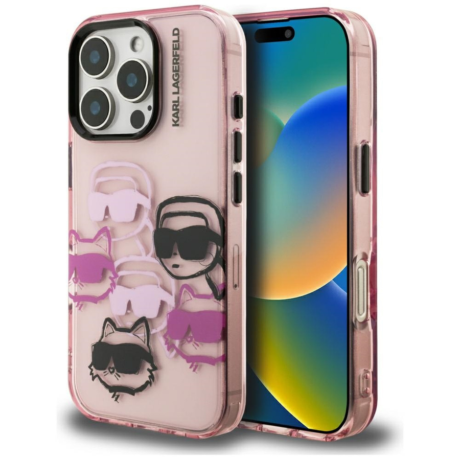 Etui Karl Lagerfeld IML Multi K&C Head   Pattern do iPhone 16 Pro różowy