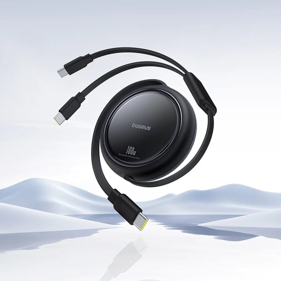 Kabel zwijany Baseus Bright Mirror Series USB-C - 2 x USB-C 100W 1m - czarny