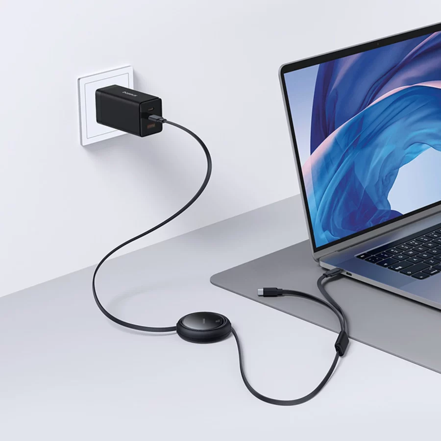 Kabel zwijany Baseus Bright Mirror Series USB-C - 2 x USB-C 100W 1m - czarny
