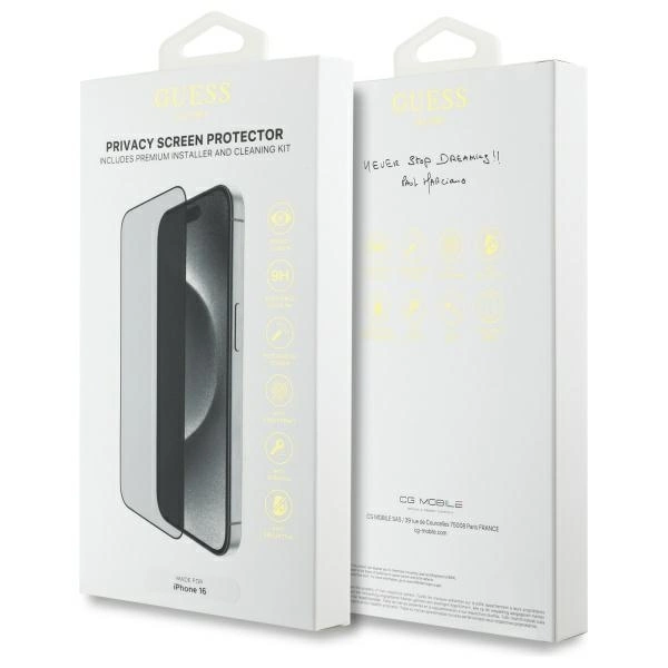 Szkło hartowane prywatyzujące Guess Screen Protector Privacy 2.5D Outline na iPhone 16
