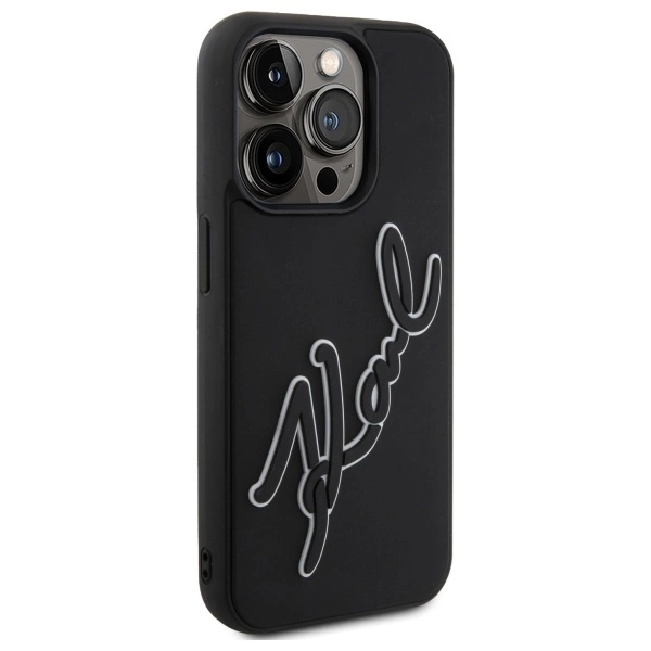 Etui Karl Lagerfeld 3D Rubber Signature na iPhone 15 Pro - czarne