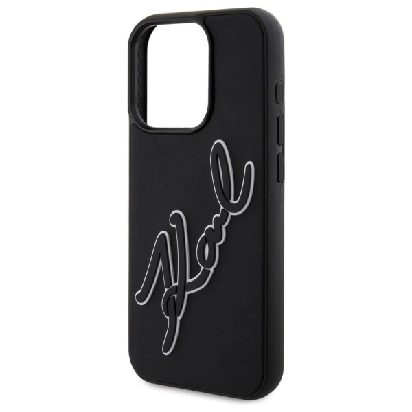 Etui Karl Lagerfeld 3D Rubber Signature na iPhone 15 Pro - czarne