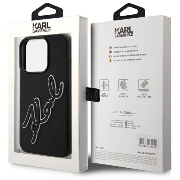 Etui Karl Lagerfeld 3D Rubber Signature na iPhone 15 Pro - czarne