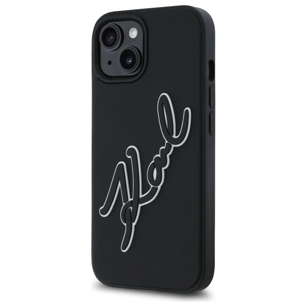 Etui Karl Lagerfeld 3D Rubber Signature na iPhone 15 - czarne
