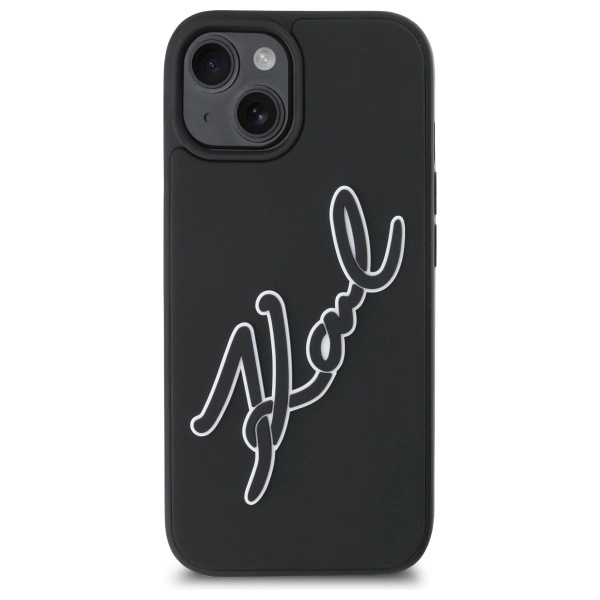 Etui Karl Lagerfeld 3D Rubber Signature na iPhone 15 - czarne