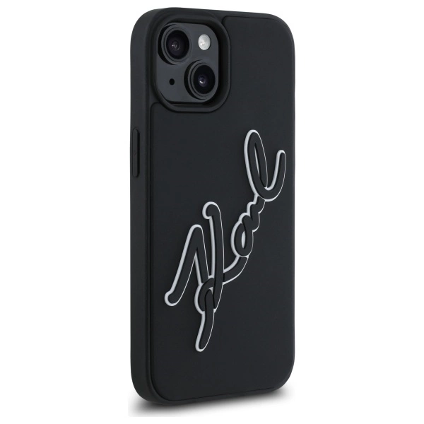 Etui Karl Lagerfeld 3D Rubber Signature na iPhone 15 - czarne