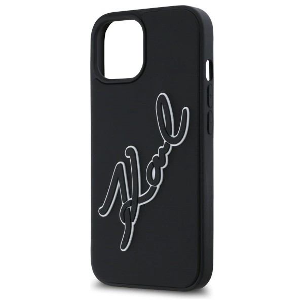 Etui Karl Lagerfeld 3D Rubber Signature na iPhone 15 - czarne
