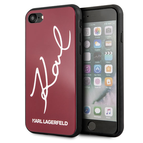 Karl Lagerfeld KLHCI8DLKSRE iPhone 7/8SE 2020 / SE 2022 czerwony/red hard case Signature Glitter