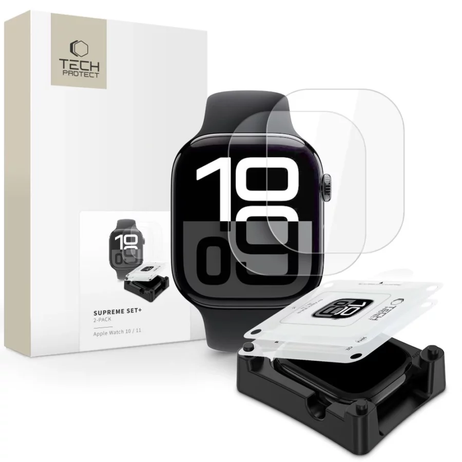 Folia hydrożelowa Tech-Protect Supreme Set 2-pack na Apple Watch 10 42 mm - przezroczysta