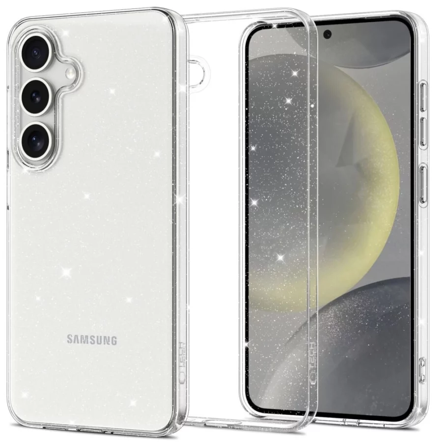 Etui Tech-Protect FlexAir na Samsung Galaxy S25 - przezroczysto-brokatowe