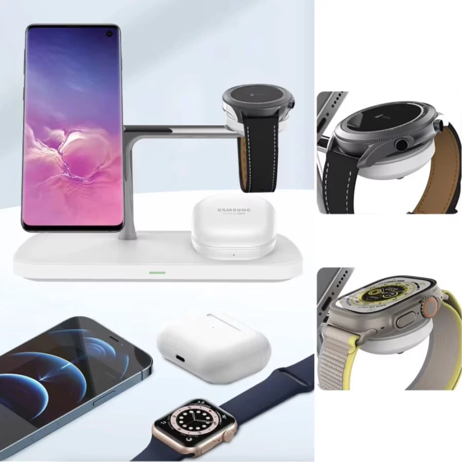 Ładowarka bezprzewodowa Tech-Protect QI15W-A45 3w1 z MagSafe do urządzeń Apple - biała