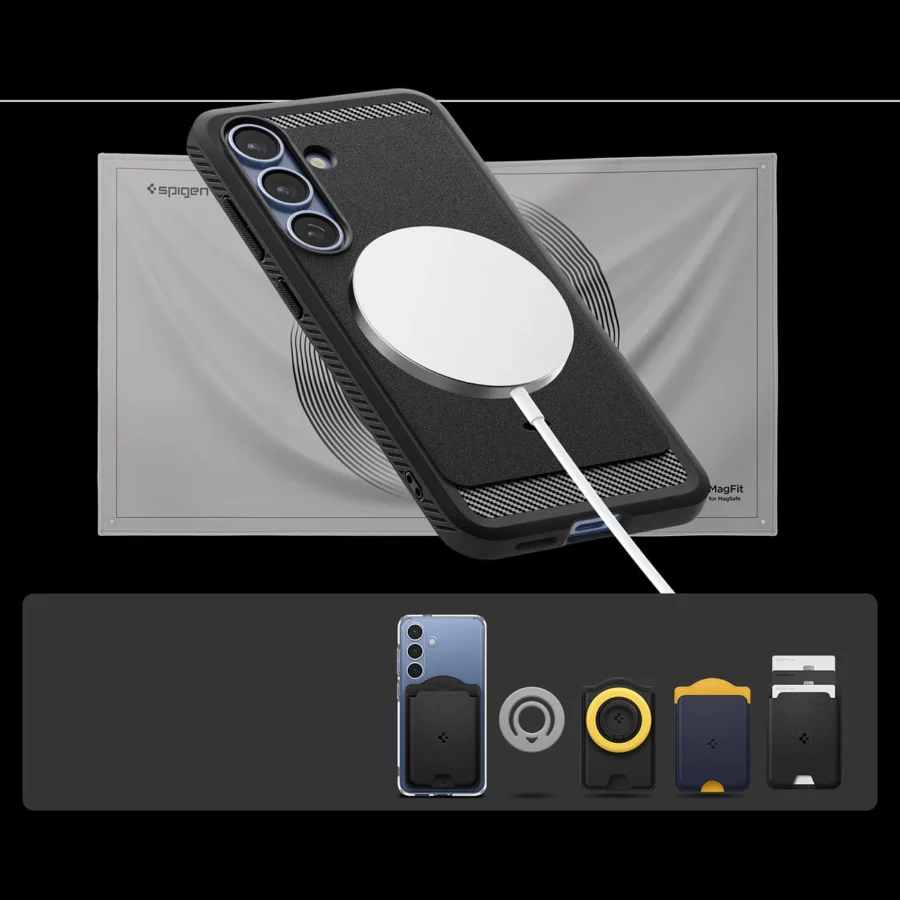 Etui Spigen Rugged Armor Mag MagSafe na Samsung Galaxy S25 - czarne matowe