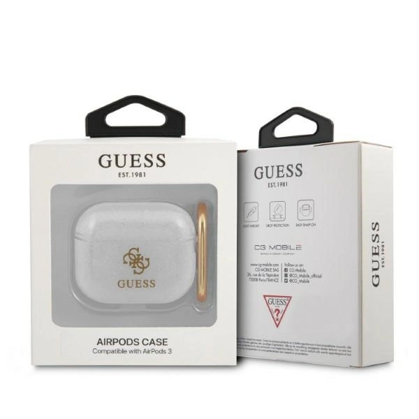 Etui Guess Glitter Collection na AirPods 3 - przezroczyste