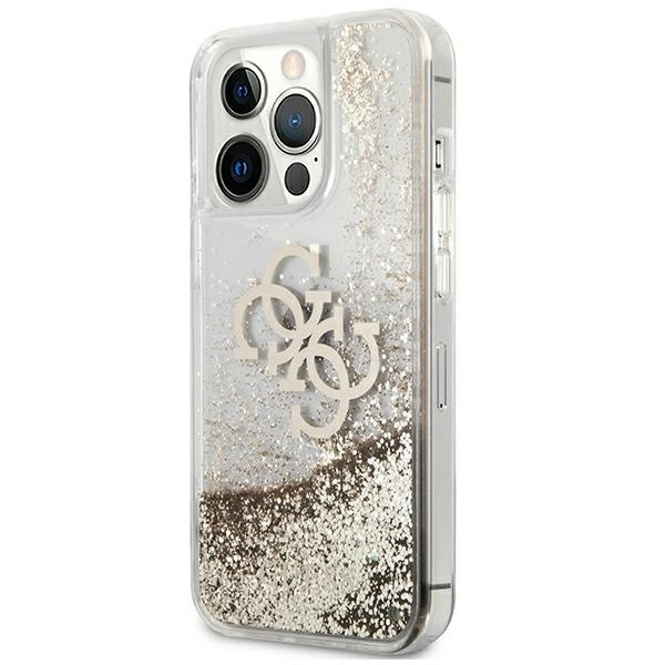 Etui Guess 4G Big Liquid Glitter na iPhone 13 Pro Max 6,7" - złote