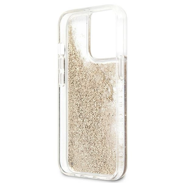 Etui Guess 4G Big Liquid Glitter na iPhone 13 Pro Max 6,7" - złote