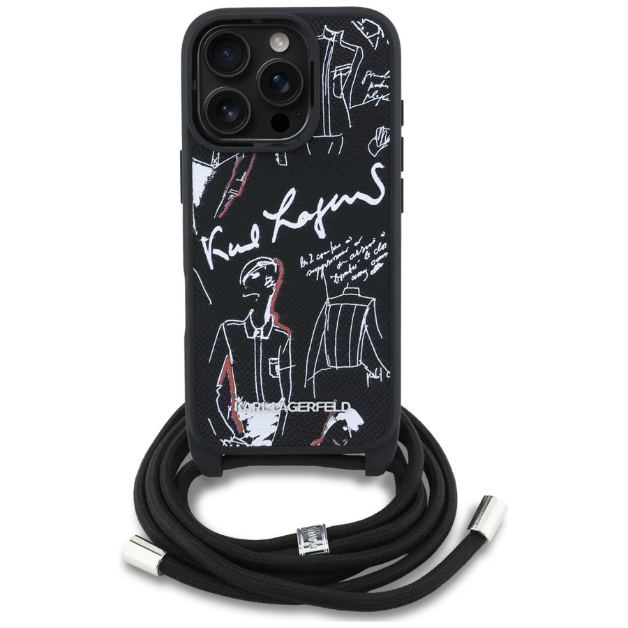 Etui Karl Lagerfeld Crossbody Grained    Pattern & Logo do iPhone 16 Pro czarny