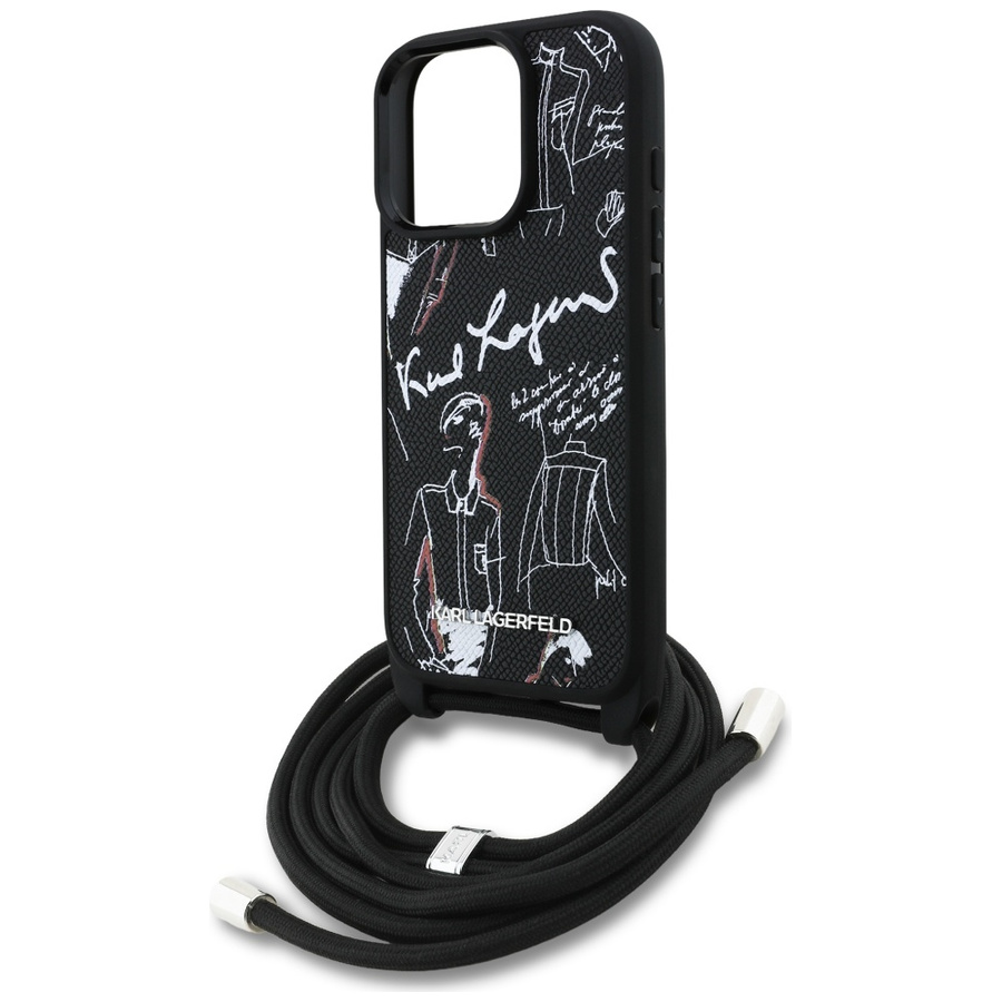Etui Karl Lagerfeld Crossbody Grained    Pattern & Logo do iPhone 16 Pro czarny