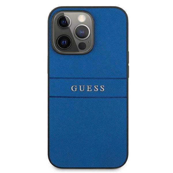 Etui Guess Saffiano Strap na iPhone 13 Pro Max 6,7" - niebieske