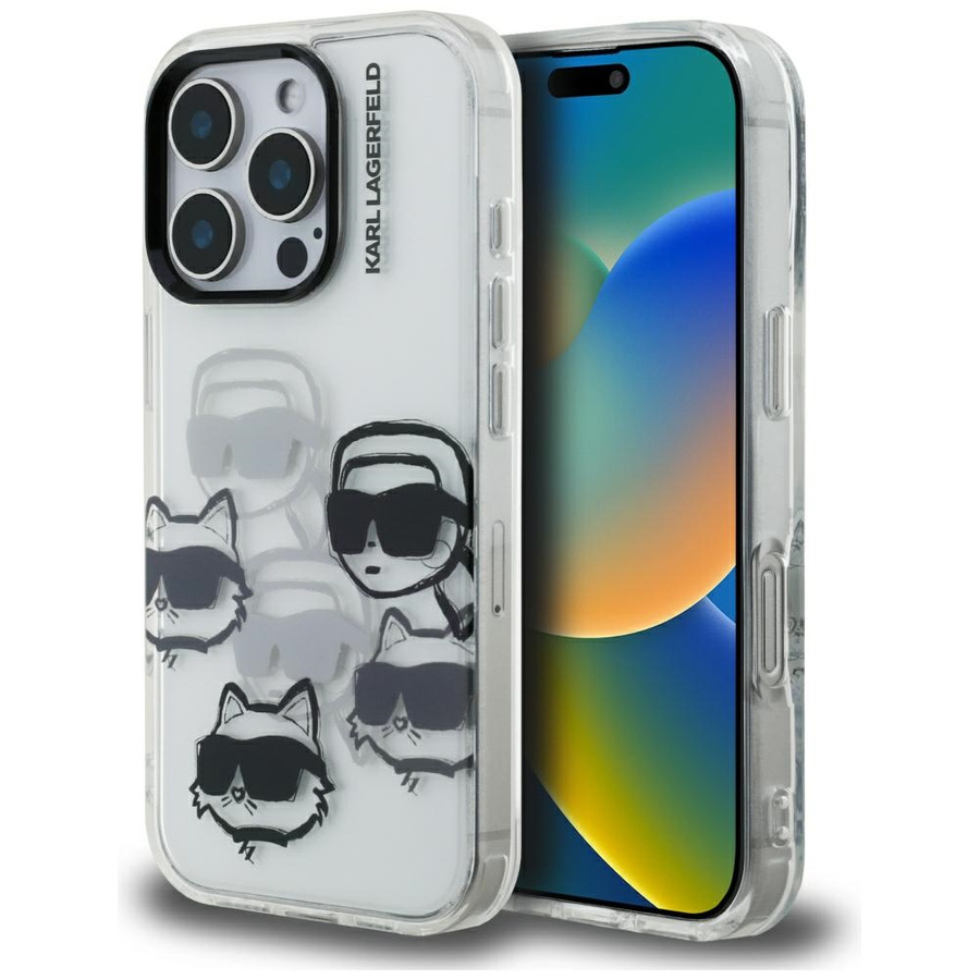 Etui Karl Lagerfeld IML Multi K&C Head   Pattern do iPhone 16 Pro Max przezroczysty