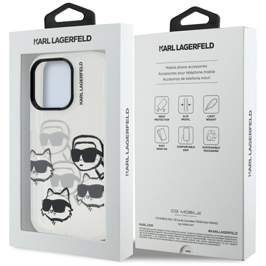 Etui Karl Lagerfeld IML Multi K&C Head   Pattern do iPhone 16 Pro Max przezroczysty