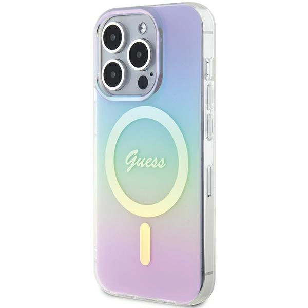 Etui Guess IML Iridescent MagSafe na iPhone 15 Pro 6.1" - fioletowe