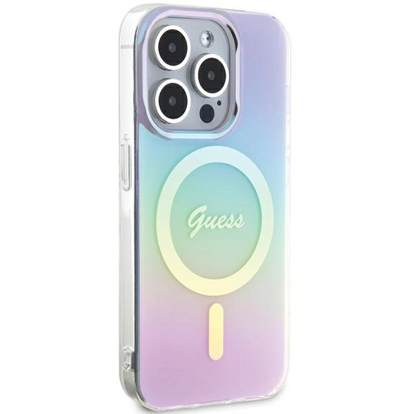 Etui Guess IML Iridescent MagSafe na iPhone 15 Pro 6.1" - fioletowe