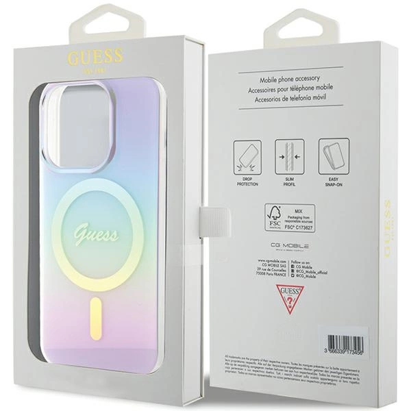 Etui Guess IML Iridescent MagSafe na iPhone 15 Pro 6.1" - fioletowe