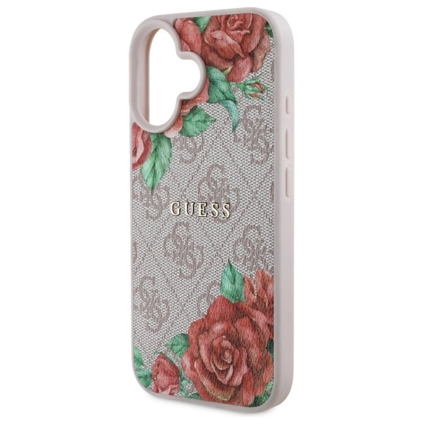 Etui Guess 4G Flowers Print MagSafe na iPhone 16 6.1" - różowe