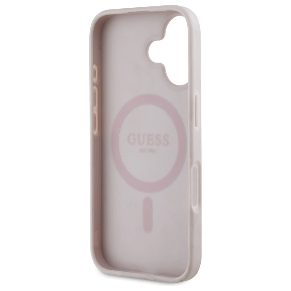 Etui Guess 4G Flowers Print MagSafe na iPhone 16 6.1" - różowe