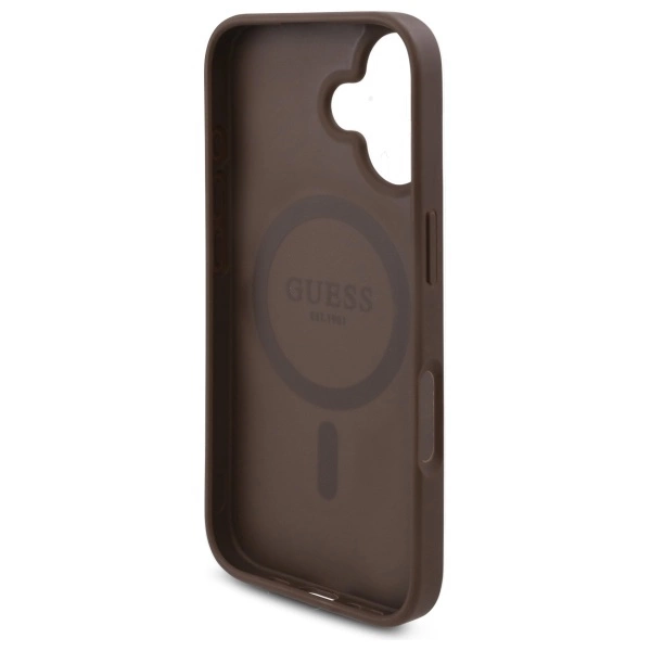 Etui Guess 4G Flowers Print MagSafe na iPhone 16 6.1" - brązowe
