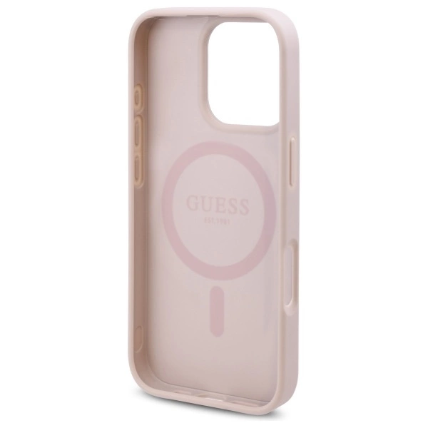 Etui Guess 4G Flowers Print MagSafe na iPhone 16 Pro Max 6.9" - różowe