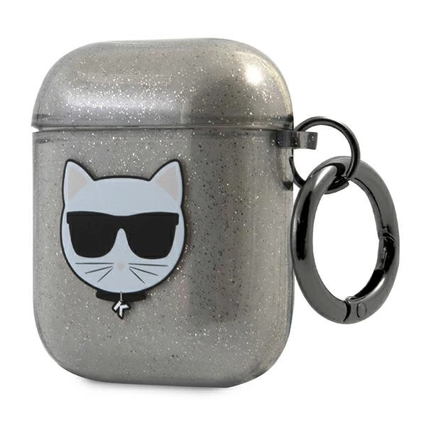 Etui Karl Lagerfeld Glitter Choupette na AirPods 1 / 2  - czarne