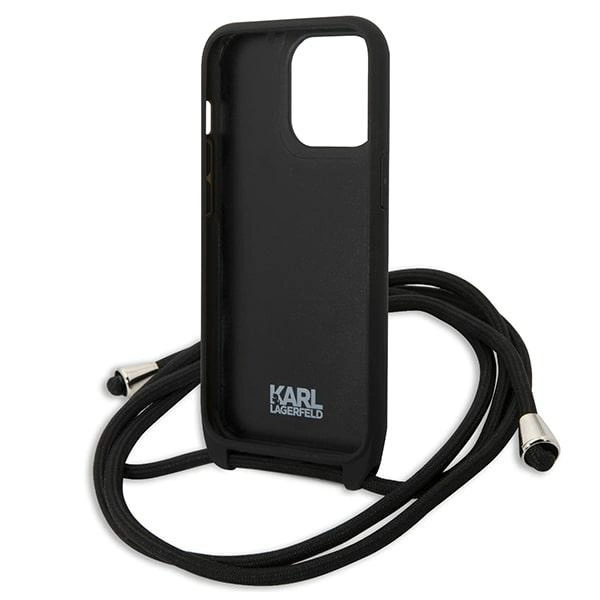 Etui Karl Lagerfeld Leather Monogram Patch and Cord Iconik na iPhone 13 Pro / 13 - czarne