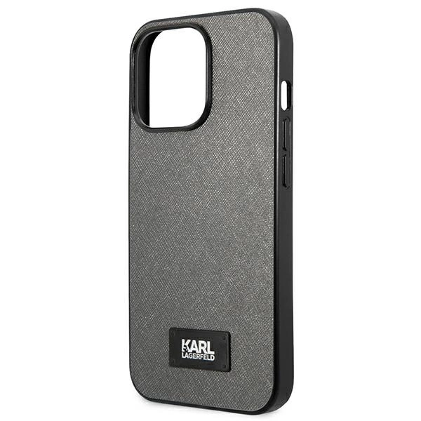 Etui Karl Lagerfeld Saffiano Plaque na iPhone 13 Pro / 13 6,1" - srebrne