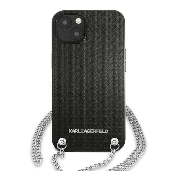 Etui Karl Lagerfeld Leather Textured and Chain na iPhone 13 / 14 / 15 6,1" - czarne